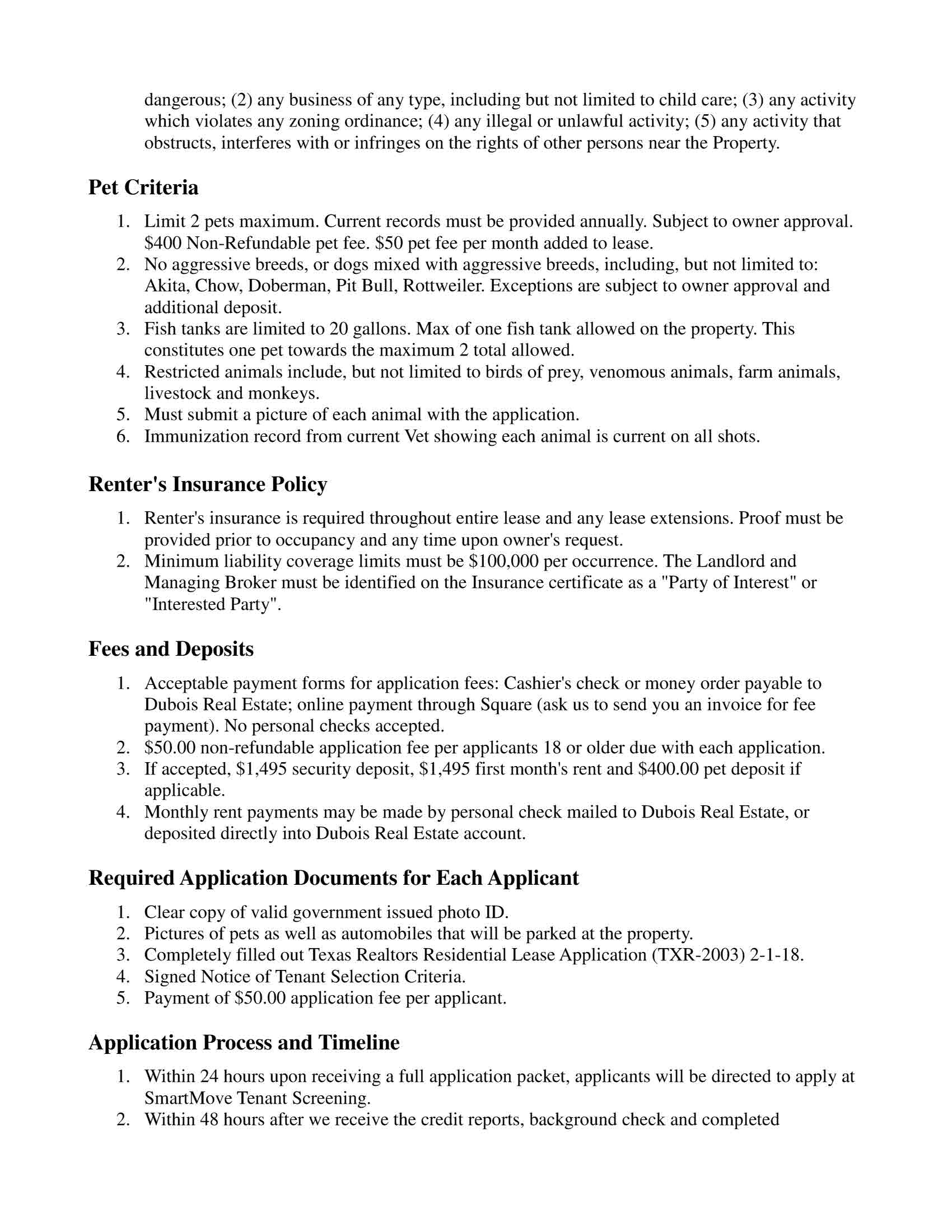 Tenant Selection Criteria (2)